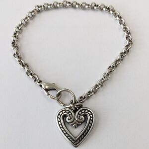 VTG BRIGHTON SILVER TONE HEART BRACELET